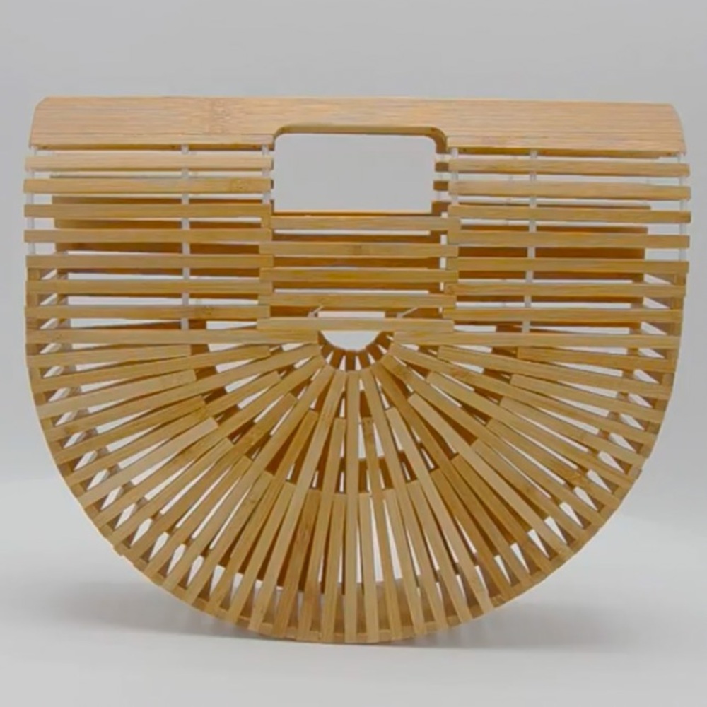 ๐HP๐ Vintage Bamboo Arc Rattan Boho Cult Gaia Inspired 12.5x10.5x4โ purse bag - Picture 4 of 8